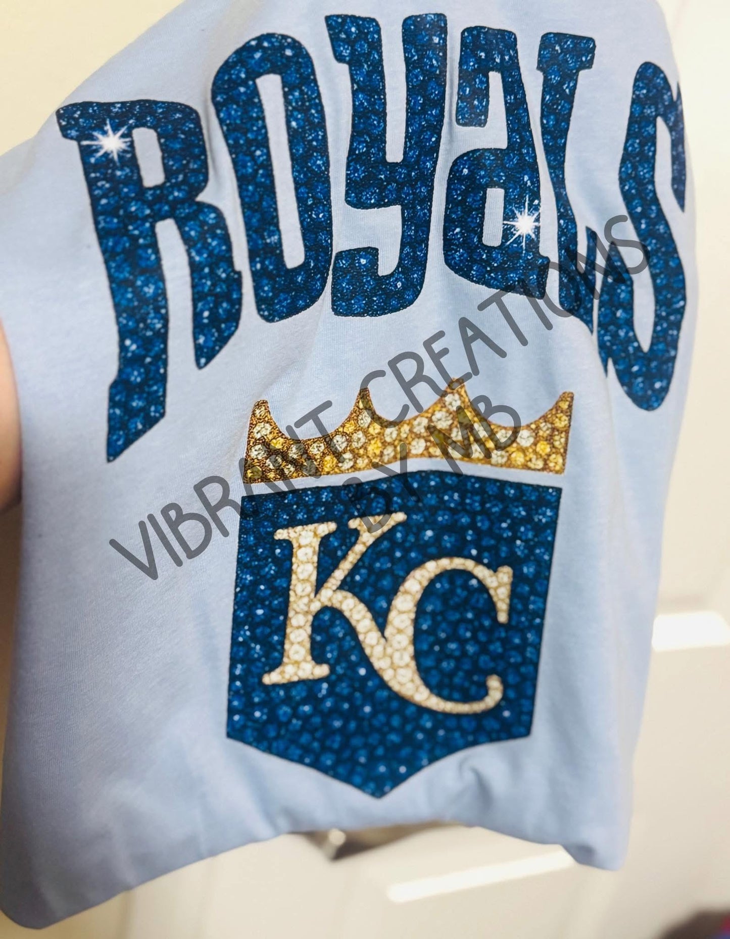 Faux Sequin/Sparkle blue baseball